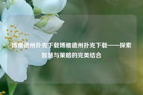 博雅德州扑克下载博雅德州扑克下载——探索智慧与策略的完美结合