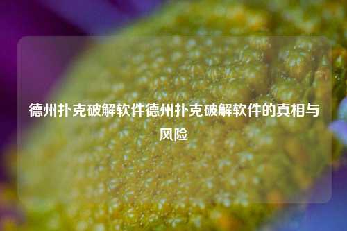 德州扑克破解软件德州扑克破解软件的真相与风险