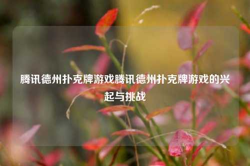 腾讯德州扑克牌游戏腾讯德州扑克牌游戏的兴起与挑战
