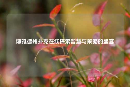 博雅德州扑克在线探索智慧与策略的盛宴