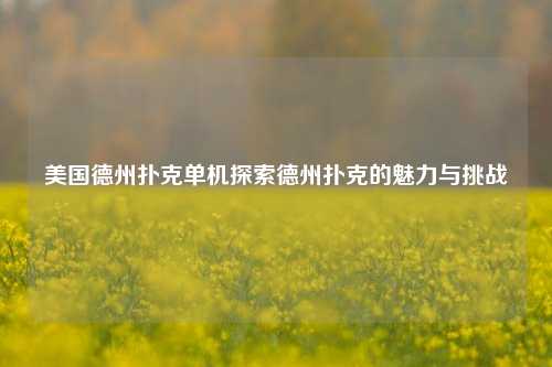 美国德州扑克单机探索德州扑克的魅力与挑战