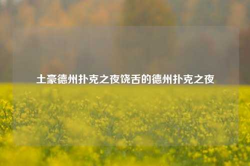 土豪德州扑克之夜饶舌的德州扑克之夜