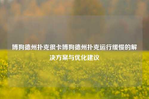 博狗德州扑克很卡博狗德州扑克运行缓慢的解决方案与优化建议
