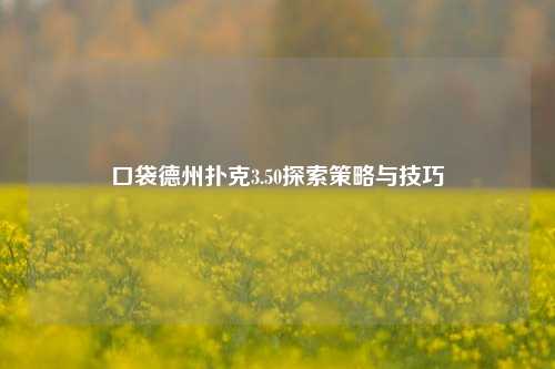 口袋德州扑克3.50探索策略与技巧