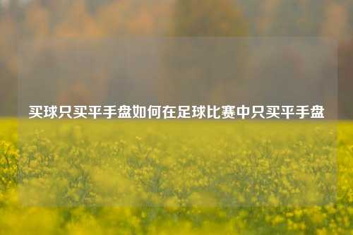 买球只买平手盘如何在足球比赛中只买平手盘