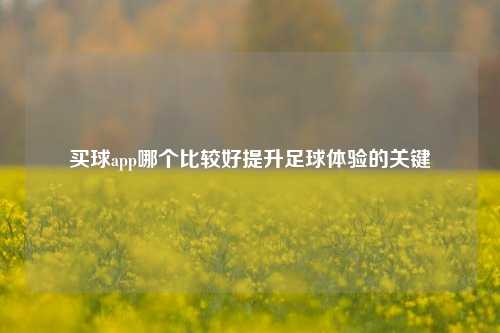 买球app哪个比较好提升足球体验的关键