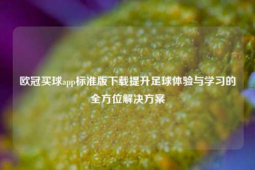 欧冠买球app标准版下载提升足球体验与学习的全方位解决方案