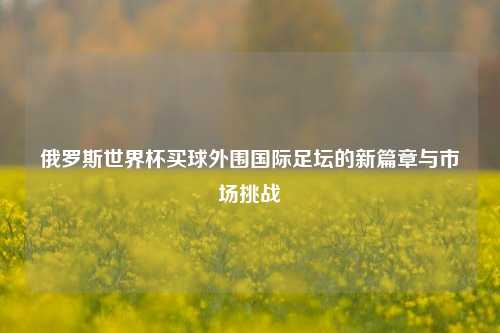 俄罗斯世界杯买球外围国际足坛的新篇章与市场挑战