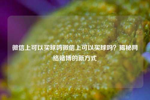 微信上可以买球吗微信上可以买球吗？揭秘网络赌博的新方式