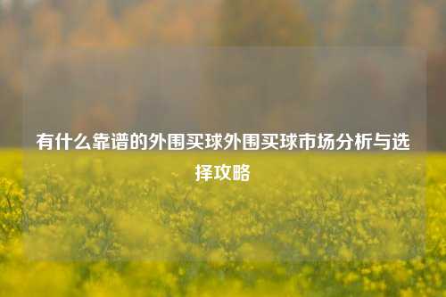 有什么靠谱的外围买球外围买球市场分析与选择攻略