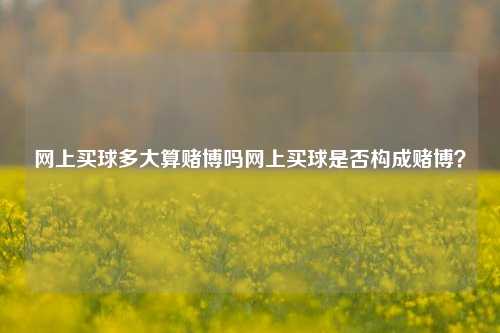 网上买球多大算赌博吗网上买球是否构成赌博？