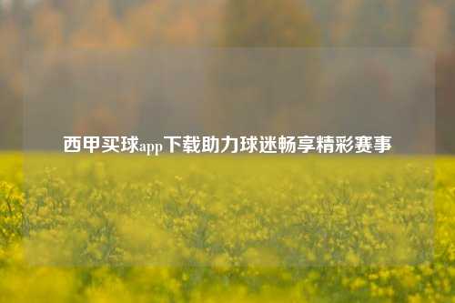 西甲买球app下载助力球迷畅享精彩赛事