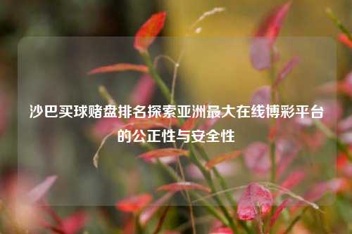 沙巴买球赌盘排名探索亚洲最大在线博彩平台的公正性与安全性