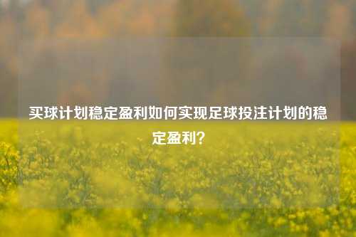 买球计划稳定盈利如何实现足球投注计划的稳定盈利？